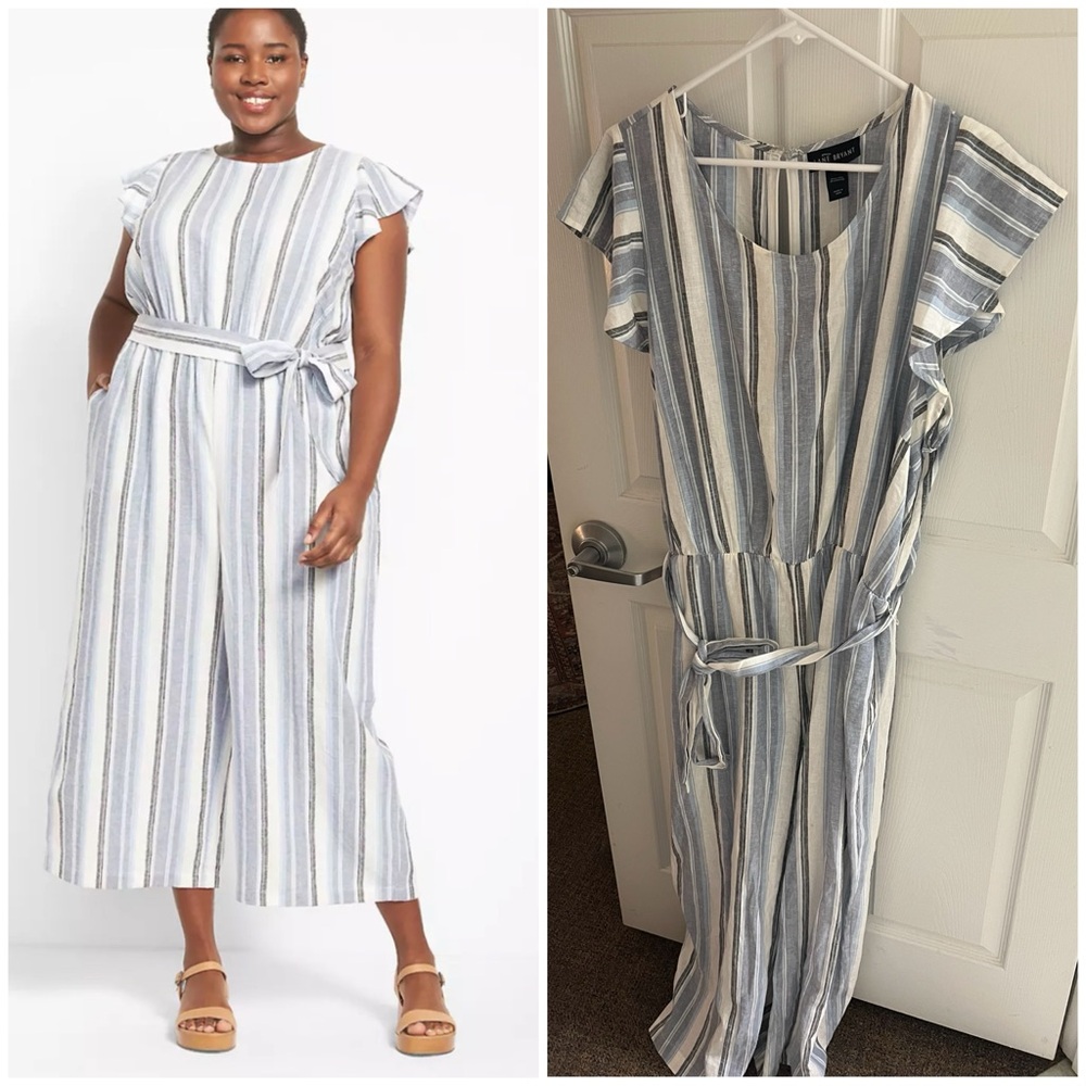 Chic & Comfy Lane Bryant Blue & White Striped Jumpsuit - Plus Size 22